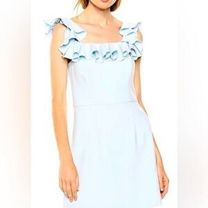 French Connection Blue Ruffled Mini Dress Size 4 (NEVER WORN BEFORE WITH TAGS)